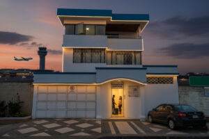 Fachada de Suites Guayaquil, hotel económico cerca del Aeropuerto de Guayaquil